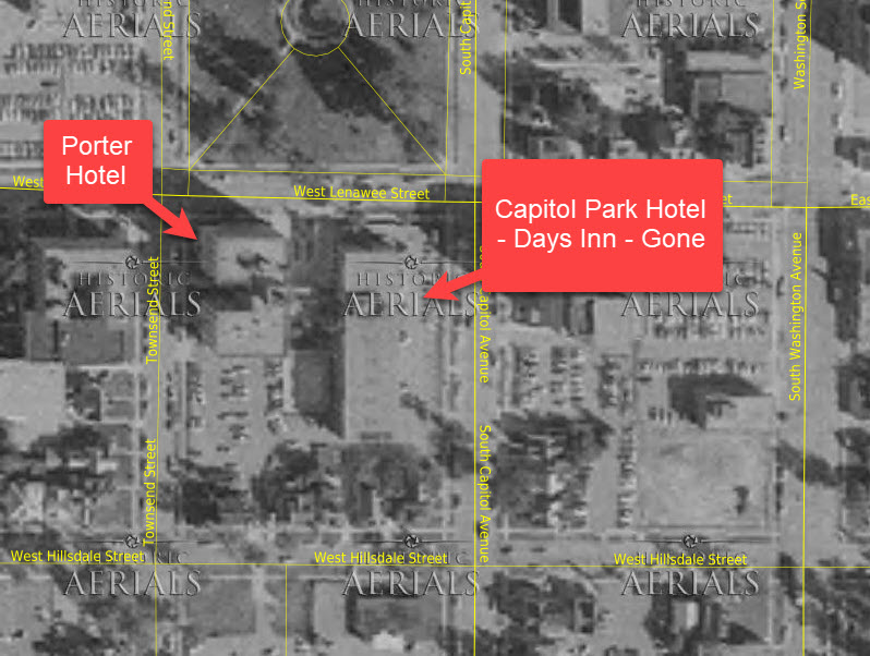 Capitol Park Motor Hotel - 1973 Aerial (newer photo)